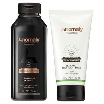 Anomaly Vegan Shampoo + Hair Mask Spa Gift Set | Clarifying Charcoal Scalp Shampoo & Bonding Treatment Mask with Keratin & Quinoa Protein | Sulfate Free | Clear, White, 2 Piece Set