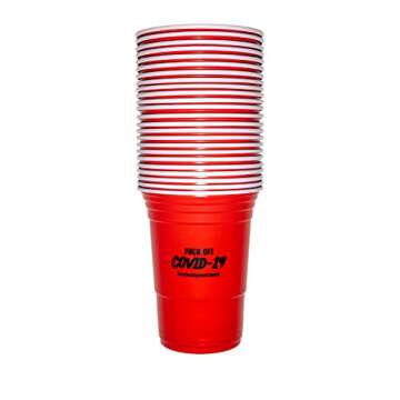 Parties Against Covid Disposable Plastic Red Party Cups / Custom Design Fuck Off Covid-19 (24pcs) LVD0080