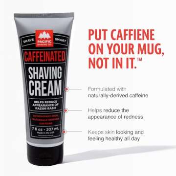 Pacific Shaving Company Caffeinated Shaving Cream - Caffeine, Shea Butter + Spearmint Antioxidant Shaving Cream - Clean Formula for a Hydrating, Redness Reducing + Irritation-Free Shave (7 Oz, 2 Pack)