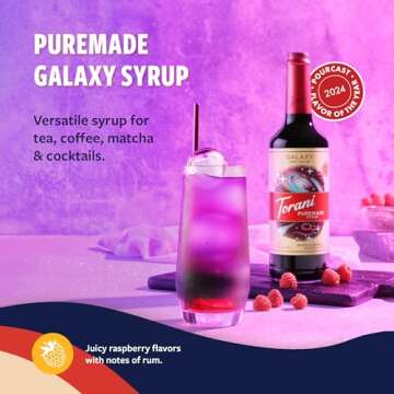 Torani Puremade Syrup, Galaxy, 2024 Flavor of the Year, Glass Bottle with Pump Included, 25.4 Fl Oz