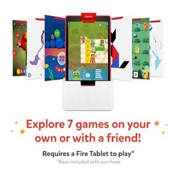 Osmo-Genius Starter Kit for Fire Tablet + Family Game Night-7 Educational Learning Games for Spelling,Math & more-Ages 6-10-STEM Toy Gifts- 6 7 8 9 10(Osmo Fire Tablet Base Included-Amazon Exclusive)