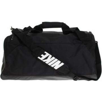 Nike Brasilia Training Duffel Bag, Versatile Bag with Padded Strap and Mesh Exterior Pocket, Medium, Black/Black/White