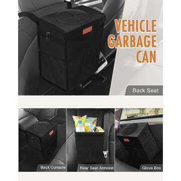 Pritent Leakproof Car Trash Can - Portable & Cute