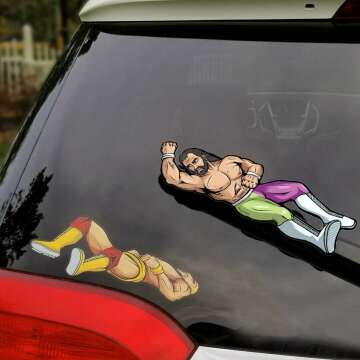 WiperTags Elbow Drop Wrestling Cover and Decal for Rear Vehicle Wipers