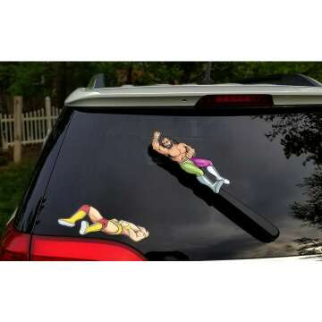 WiperTags Elbow Drop Wrestling Cover and Decal for Rear Vehicle Wipers