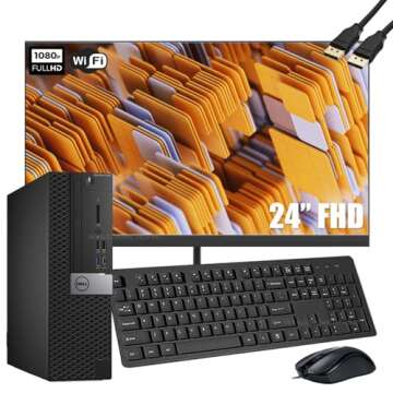 DELL OptiPlex 7050 SFF Desktop Computer with 24" FHD Monitor Bundle PC Set, 7th Gen Quad Core i5-7500, 16GB RAM, 256GB SSD, HDMI, DisplayPort, Keyboard and Mouse, WiFi, BT, Windows 10 Pro (Renewed)