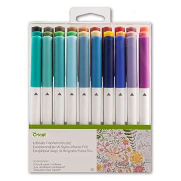 Cricut Ultimate Fine Point Pen Set, 0.4mm Fine Tip Pens to Write, Draw & Color, Create Personalized Cards & Invites, Use with Cricut Maker and Explore Cutting Machines, 30 Assorted Colored Pens 1 Pack