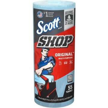 Scott Kimberly-Clark Professional Logistics Supply 75130KC Scott Shop Towels Blue 11 plug X 10,4 plug (27,9cm X 26,4cm), 1 Roll, 55 Per Pack