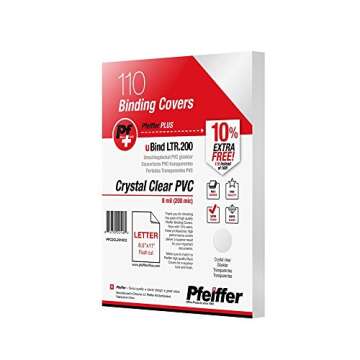 Pfeiffer Crystal Clear PVC Front Binding Covers Letter Size, 8 mil (200 mic), Pack of 110 (PFC2CL2010C2)