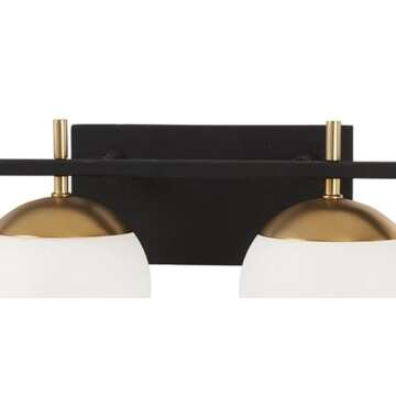 GEORGE KOVACS P1354-618 Alluria Vanity Bath Light, 4-Light, 300 Total Watts, 8.5-in H x 33-in W, Weathered Black with Autumn Gold