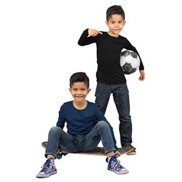 BROOKLYN VERTICAL Boys 4 Pack Long Sleeve Soft Cotton Tee Shirts Undershirts (7/8, Combo B)