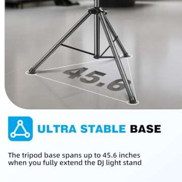 GZGDLJQ DJ Light Stand, T-Bar Tripod Stage Lights Stand Portable and Adjustable 49-114 Inch Heavy Duty DJ Lighting Stand for Stage, Bar, Par Light