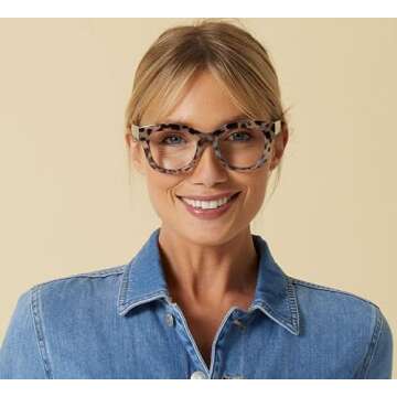 Peepers by PeeperSpecs Oprah's Favorite Women's Center Stage Oversized Blue Light Blocking Reading Glasses - Gray Tortoise +2.00