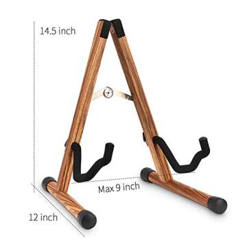 SNIGJAT Acoustic Guitar Stand, Wood Guitar Stand with Padded Foam, Classical Electric Guitar Stand, A-Frame Folding Bass Guitar Display Stand Compatible with Cello, Mandolin, Bass, Banjo, Ukulele