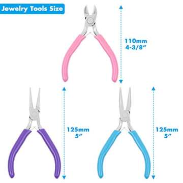 Shynek Jewelry Pliers, 3pcs, Tools with Needle/Chain Nose Pliers, Round Nose Pliers and Wire Cutter for Jewelry Repair, Wire Wrapping, Crafts, Jewelry Making Supplies