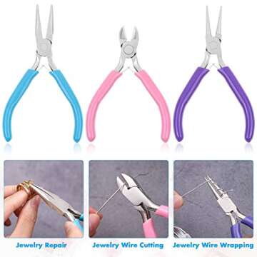 Shynek Jewelry Pliers, 3pcs, Tools with Needle/Chain Nose Pliers, Round Nose Pliers and Wire Cutter for Jewelry Repair, Wire Wrapping, Crafts, Jewelry Making Supplies