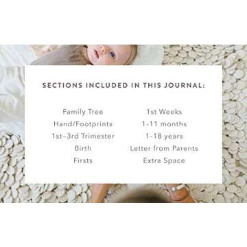 Promptly Journals, A Complete Childhood History: From Pregnancy to 18 Years Old (Sand, Tan, Linen) | Baby Book and Pregnancy Journal | Baby Memory Book