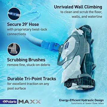 Polaris MAXX Premium Suction-Side Automatic Pool Cleaner for All In-Ground Pool Surfaces, Smart Navigation, Energy Efficient, Halo Technology for Easy Debris Removal