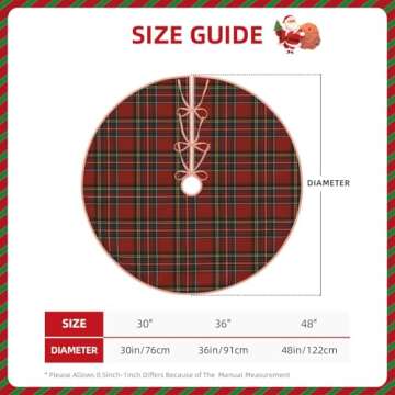 Christmas Tree Skirt Linen Royal Stewart Tartan Classic Red Scottish Plaid Xmas Tree Skirt Decorations Christmas Tree Mat for Christmas Party-48