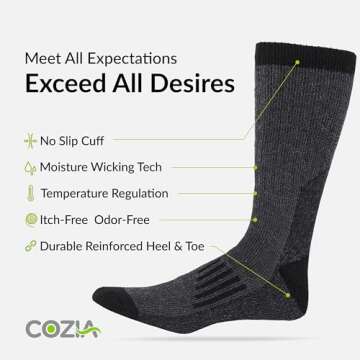 COZIA Merino Wool Thermal Socks for Men & Women