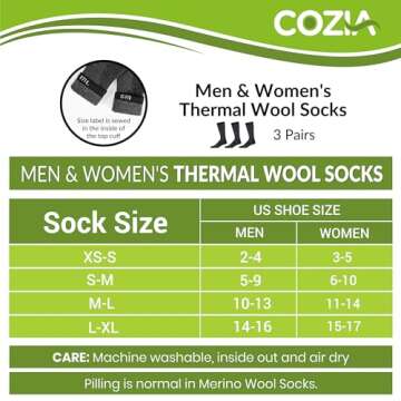 COZIA Merino Wool Thermal Socks for Men & Women