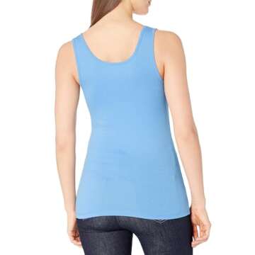 Amazon Essentials Women's Slim-Fit Tank, Pack of 2, Aqua Blue/French Blue, Large