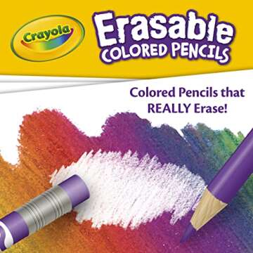 Crayola Erasable Colored Pencils (24ct), Kids Coloring Pencils for Coloring Books, Assorted Colors, Arts & Crafts Supplies, Gifts, Ages 6+