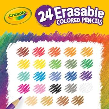 Crayola Erasable Colored Pencils (24ct), Kids Coloring Pencils for Coloring Books, Assorted Colors, Arts & Crafts Supplies, Gifts, Ages 6+