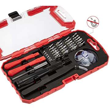 Amazon Basics 32-Piece Electronics Repair Screwdriver Set - Red