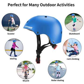 CELOID Kids Bike Helmet,Toddler Skateboard Helmets for Ages 8-14 Years Boys Girls，Adjustable Multi-Sport Bicycle Skateboarding Football Roller Skating Scooter Rollerblade Balance Bike Helmet,Blue