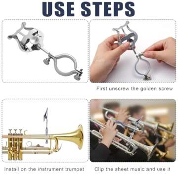 Clarinet Lyre, 6.1x2in Silver Lyre Music Clip Clamp-On Lyre Sheet Music Clip Clarinet Sheet Music Clip for Practicing Beginners Marching Band