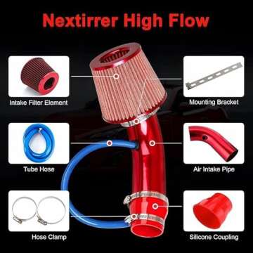 3" Car Cold Air Intake Filter Induction Pipe Power Flow Hose System Kit Aluminum