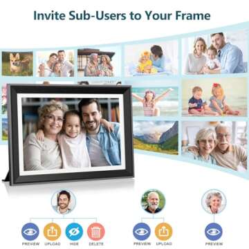 Atatat 10.1 Inch WiFi Digital Photo Frame, Electronic Smart Picture Frame with IPS Touch Screen, Internal 32GB Storage & Multi-User Binding, Easy Set Up and Instantly Photo Upload via APP or EMAIL