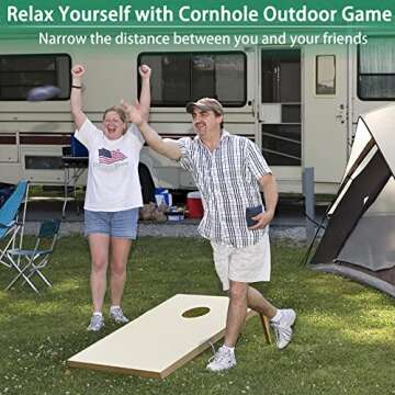 ApudArmis 3x2Ft Wooden Cornhole Boards Set, Classic Cornhole Outdoor Games Set with 8 Cornhole Bean Bags and Carrying Case - Tailgating BBQ’s Camp Lawn Yard Beach Game for Teens Adults Family