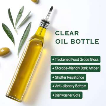 Clear Glass Olive Oil Dispenser Bottle - 500ml