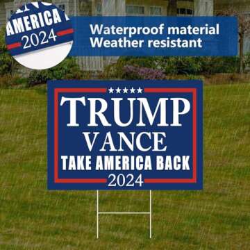 WENWELL Trump Vance 2024 Yard Signs 2-Pack – Double-Sided,Waterproof,UV Resistant,12x18 Inchs with Metal H-Stakes – Donald Trump JD Vavce Campaign Rally Placard Outdoor Lawn Decoration