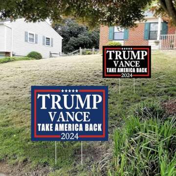 WENWELL Trump Vance 2024 Yard Signs 2-Pack – Double-Sided,Waterproof,UV Resistant,12x18 Inchs with Metal H-Stakes – Donald Trump JD Vavce Campaign Rally Placard Outdoor Lawn Decoration