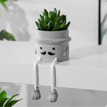 Zerzsy 3pcs Creative Artificial Succulents with Gray Flower Pots, Mini Potted Succulents for Home Office Desk Decor and Gift Choice