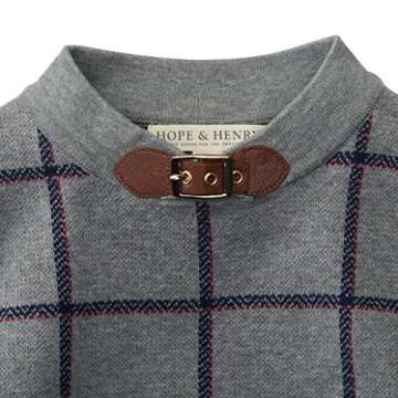 Hope & Henry Girls Grey Plaid Sweater Cape