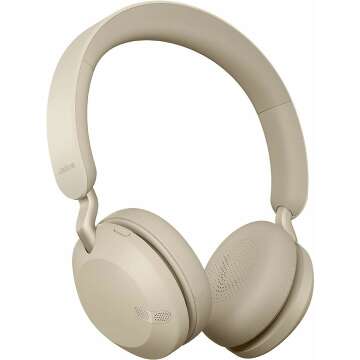Jabra Elite 45h, Gold Beige – On-Ear Wireless Headphones with Up to 50 Hours of Battery Life, Superior Sound with Advanced 40mm Speakers – Compact, Foldable & Lightweight Design