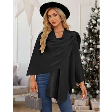 PULI Women's Cross Front Poncho Sweater - Elegant Wrap