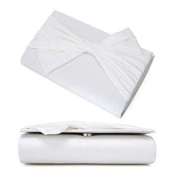 IXEBELLA Satin Evening Bag Bow Flap Clutch Purse for Women Formal Party/Prom/Wedding (White)