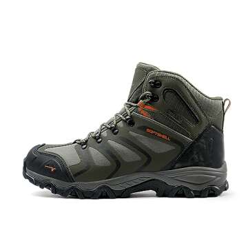 NORTIV 8 Men's Ankle High Waterproof Hiking Boots Outdoor Lightweight Shoes Trekking Trails Armadillo,Size 6.5,ARMY/GREEN/BLACK/ORANGE,160448_M