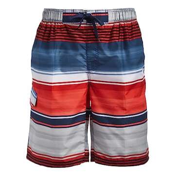 Kanu Surf Boys Quick Dry UPF 50+ Beach Swim Trunk, Avalon Navy/Red, 3T