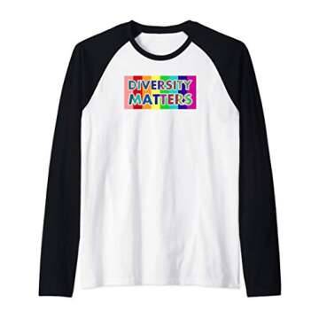 Diversity Matters Pride Flag - Proudly Celebrate LGBT Colors Raglan Baseball Tee