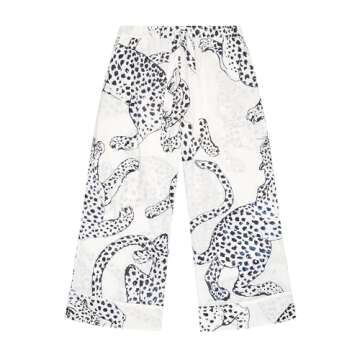 Desmond & Demspey Women's Wide Leg Pajama Pants (The Jag Print Cream, Small)