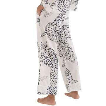 Desmond & Demspey Women's Wide Leg Pajama Pants (The Jag Print Cream, Small)