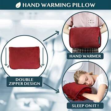 PAVILIA Travel Blanket Pillow, Soft Airplane Blanket 2-in-1 Combo Set, Plane Blanket Compact Packable, Flight Essentials Car Pillow, Travelers Gifts Accessories, Luggage Backpack Strap, 60x43 Red