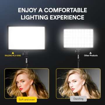 RALENO 19.5W LED Video Soft Light Panel, 650Lux/m Camera Panel Light Built-in 2* 4000mAh Batteries, CRI>95 3200-5600K Photography Studio Lights for TikTok YouTube Video Recording Photography Streaming