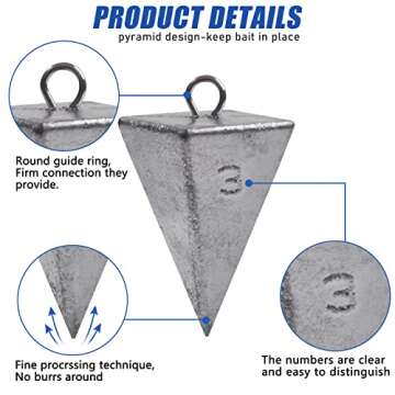 Fishing Pyramid Sinker Weights Pyramid Fishing Sinker Bulk Fishing Weights Tangle Free Fishing Sinker 1oz 2oz 3oz 4oz 5oz 6oz 8oz